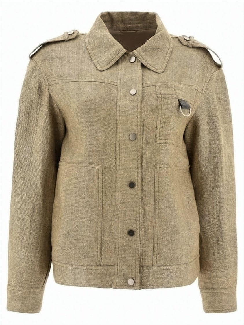 Brunello Cucinelli Textured Linen Jacket With Boxy Silhouette