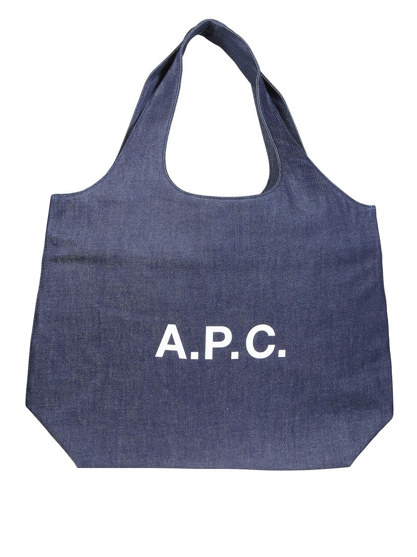 A.P.C. Navy Ninon Large Cotton Tote Bag