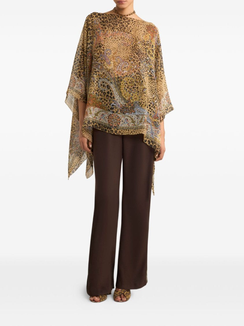 Etro Poncho With Sophisticated Leopard Print