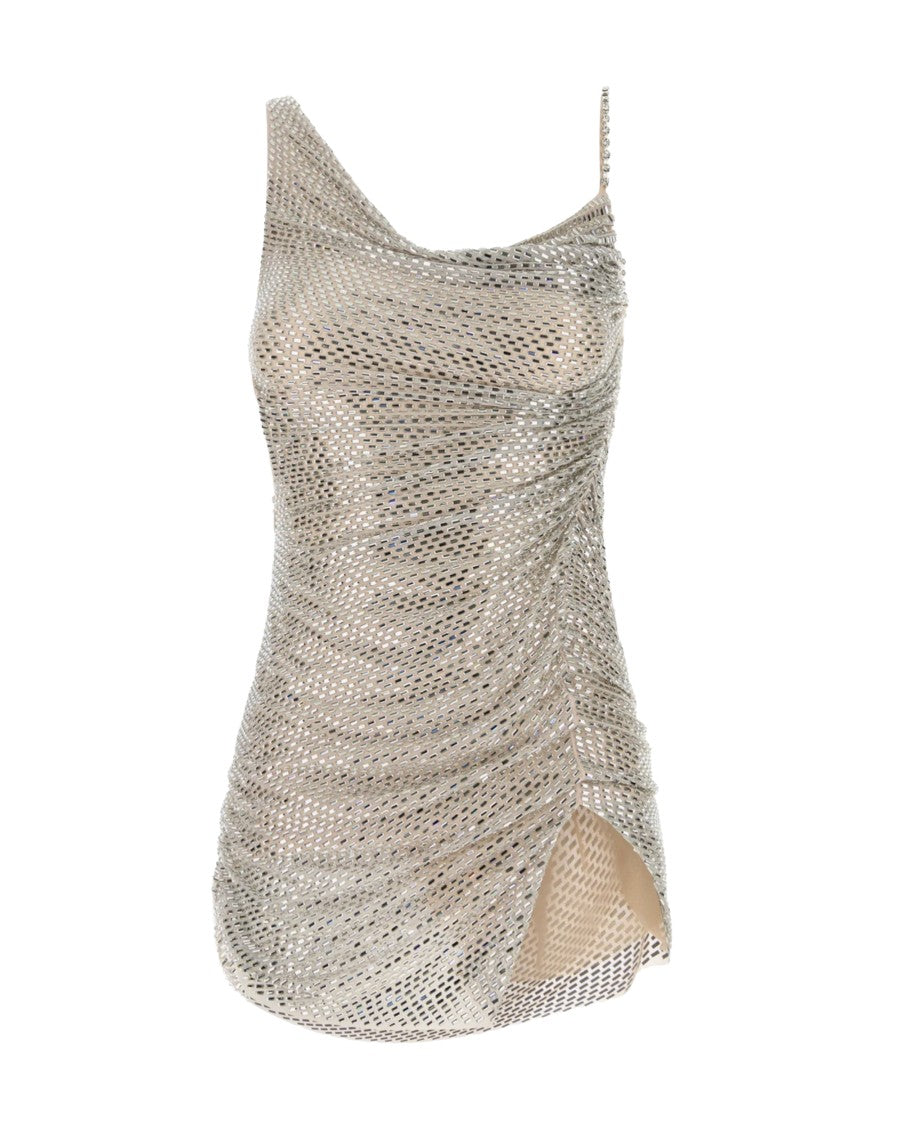 Self-Portrait Mini Dress With Draped Cowl Neckline And Sequined Overlay