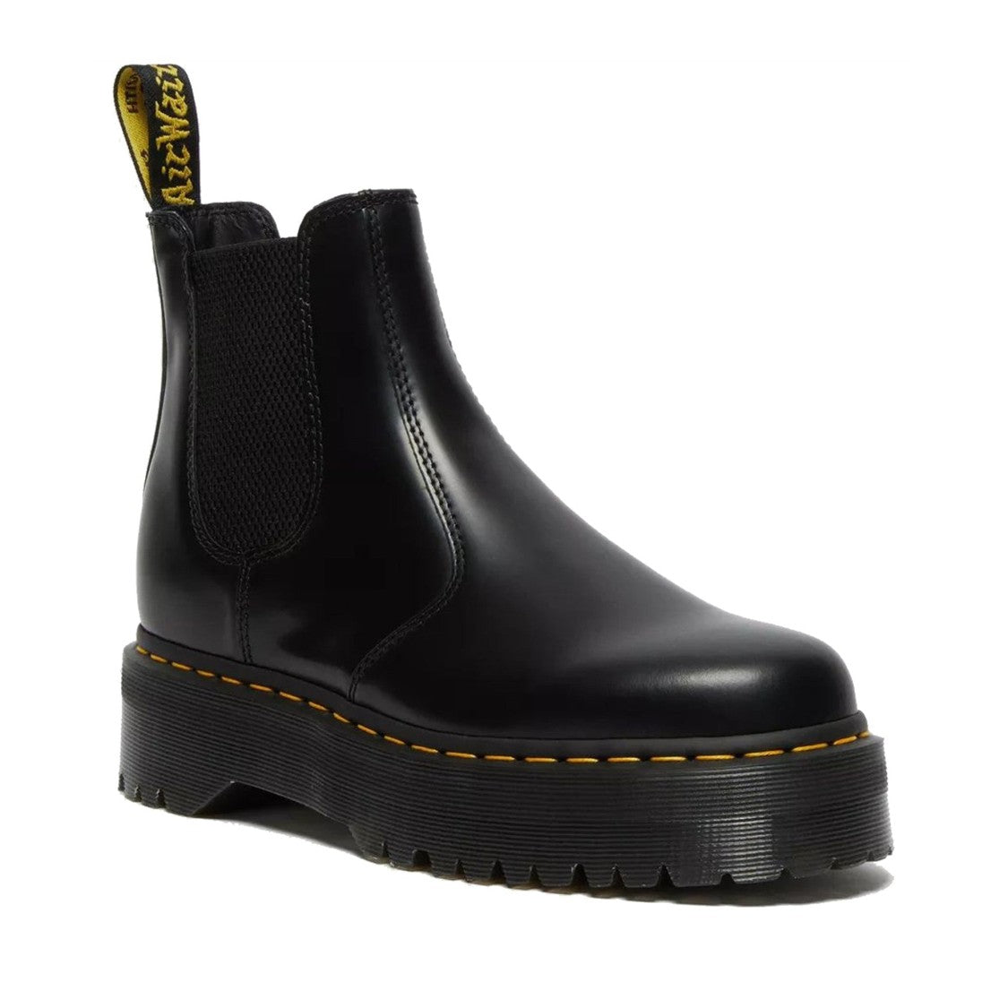Dr. Martens Black 2976 Quad Smooth Chunky Platform Leather Ankle Boots