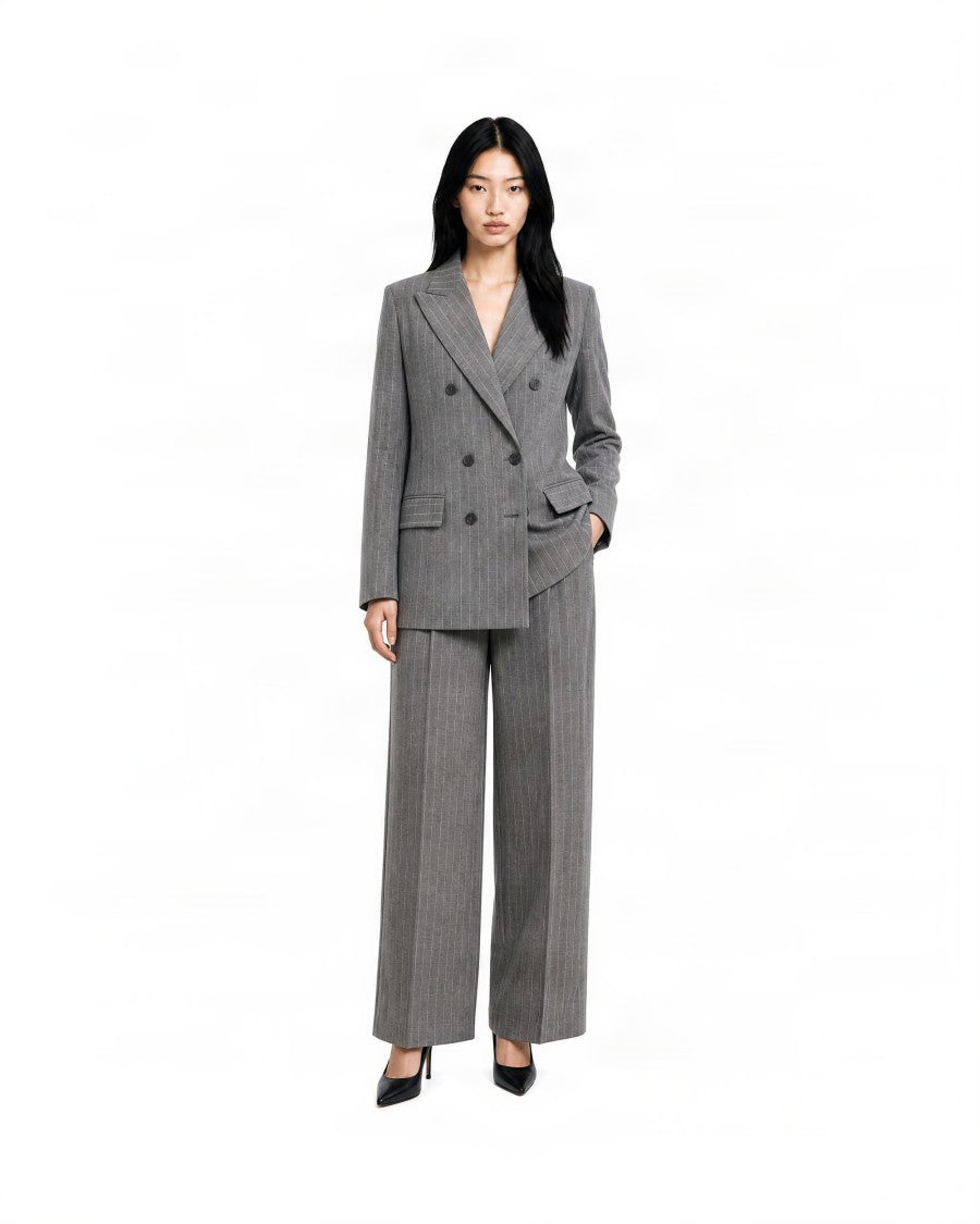 P.A.R.O.S.H. Tailored Double-Breasted Blazer With Classic Pinstripe Pattern