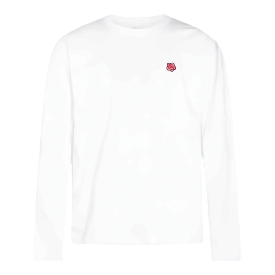 Kenzo Long-Sleeve White T-Shirt With Subtle Floral Emblem