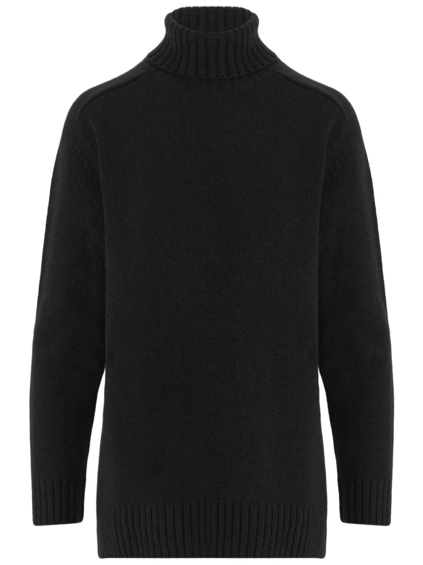 Bruno Manetti Black Virgin Wool Cashmere Turtle-Neck Sweater