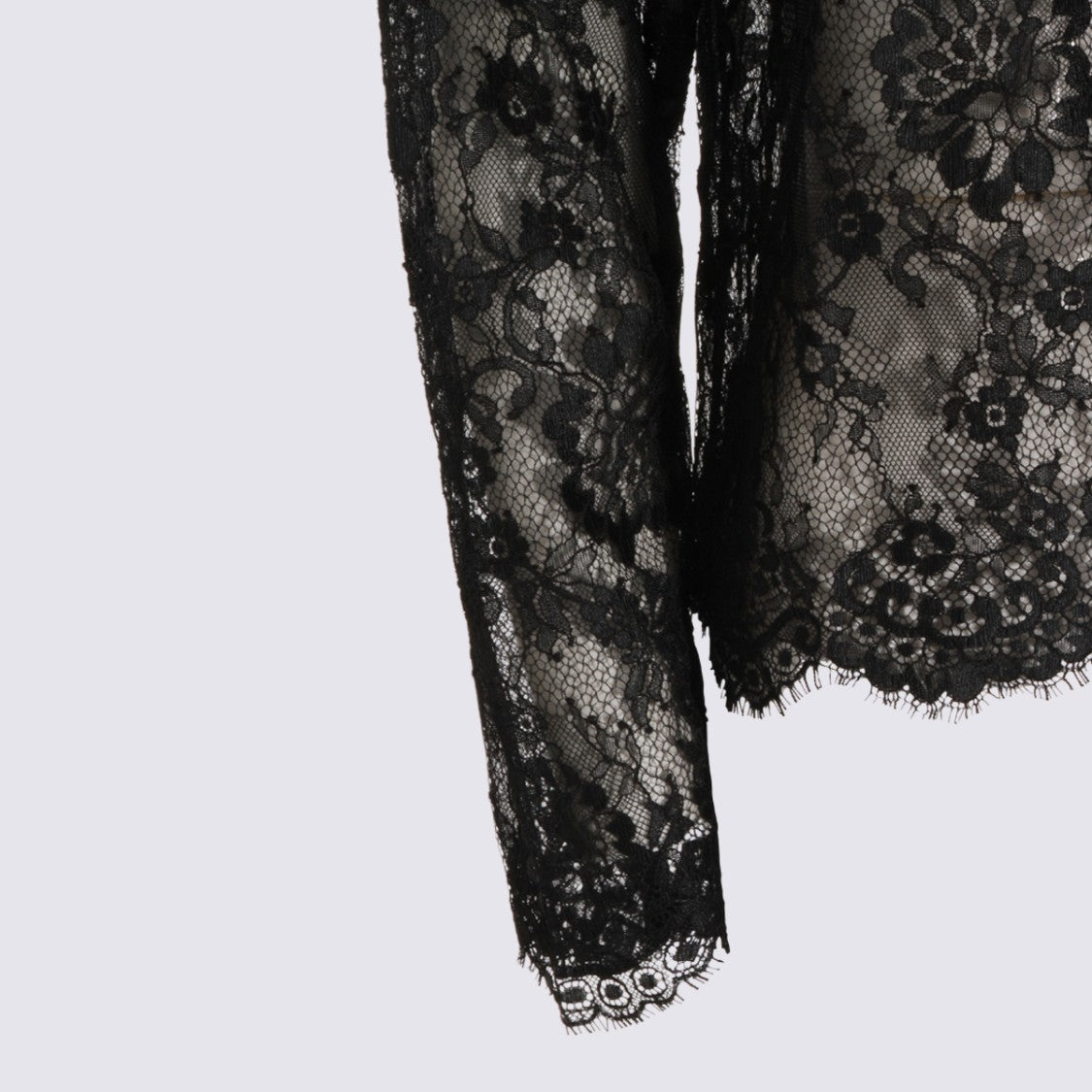 Self-Portrait Intricate Floral Lace Long-Sleeved Top With Scalloped Edges