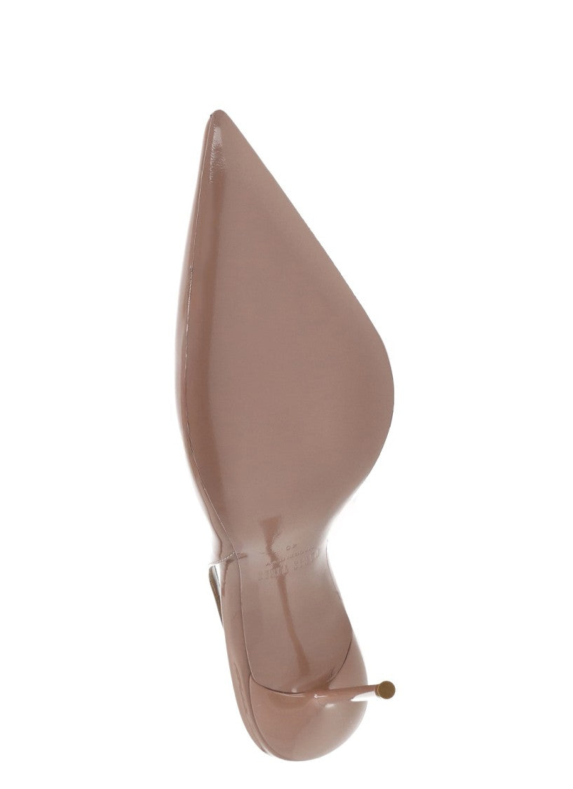 Paris Texas Antique Rose Arrow Toe Patent Leather Slingback Pumps
