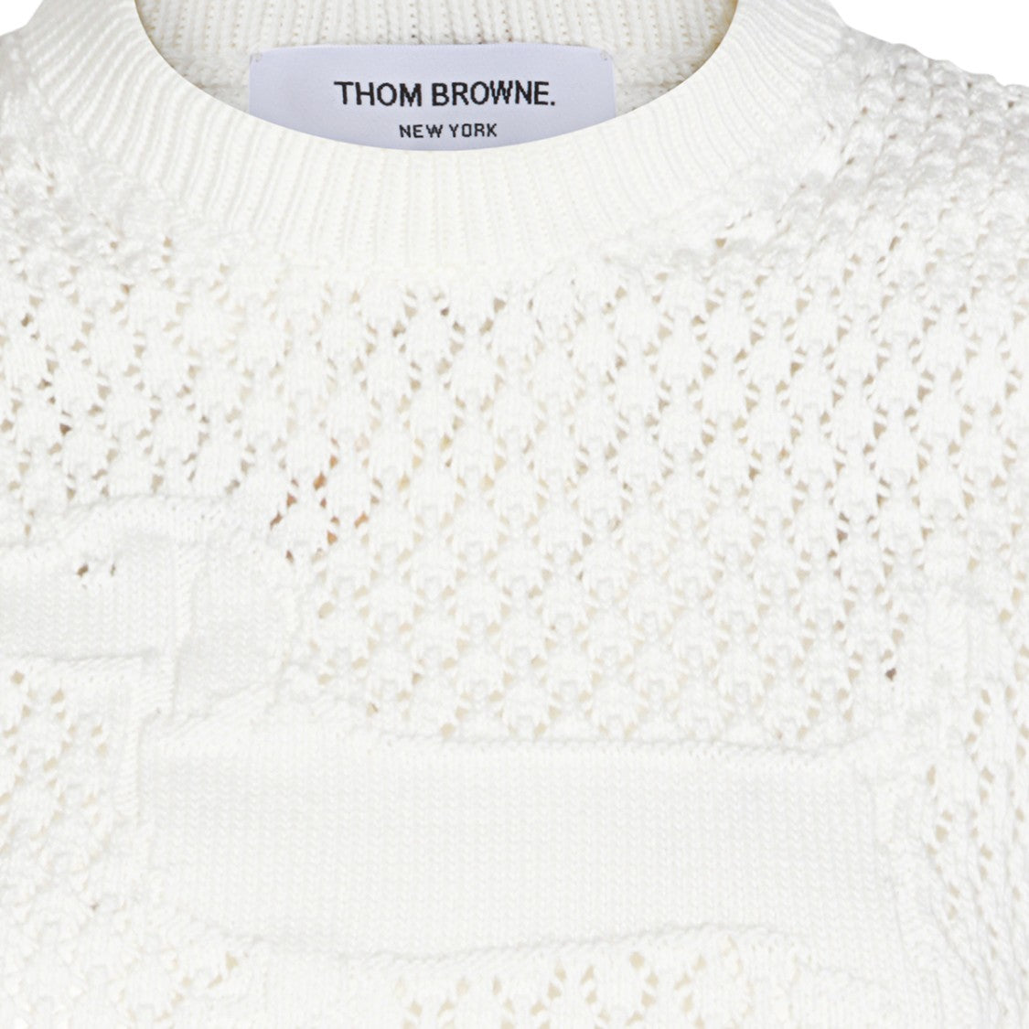 Thom Browne Textured Openwork Sweater With Dog Motif