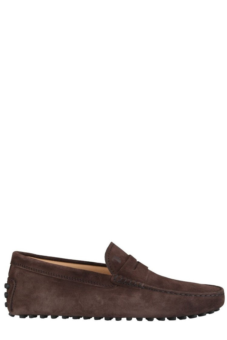 Tod's Brown Suede Loafers With Minimalist Design