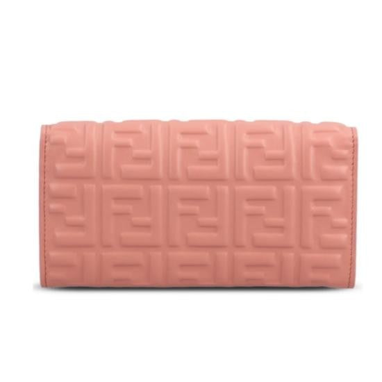 Fendi Embossed Geometric Pattern Sheepskin Leather Shoulder Bag