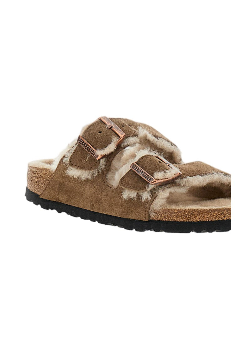 Birkenstock Light Brown Arizona Shearling Suede Sandals