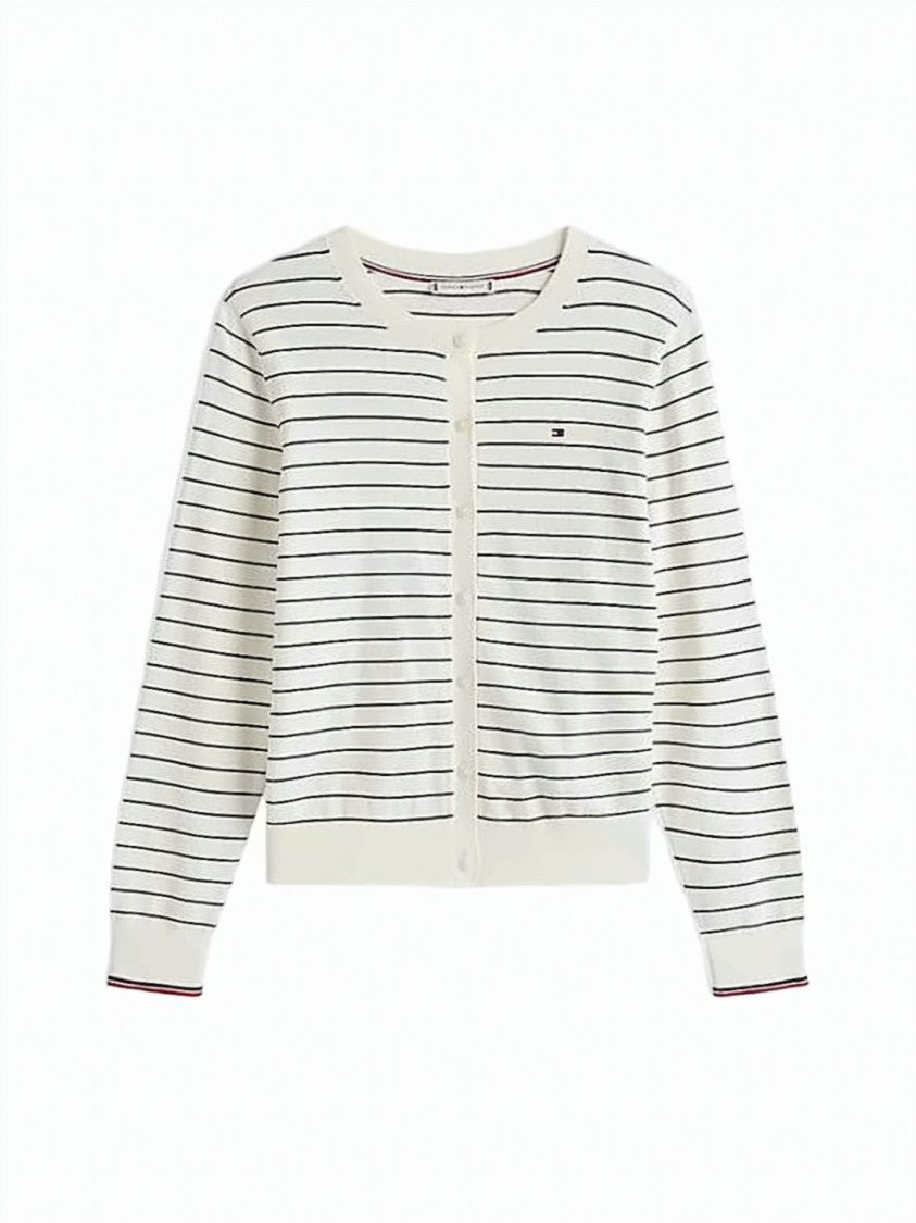 Tommy Hilfiger Lightweight Cardigan With Classic Crew Neckline And Subtle Accents