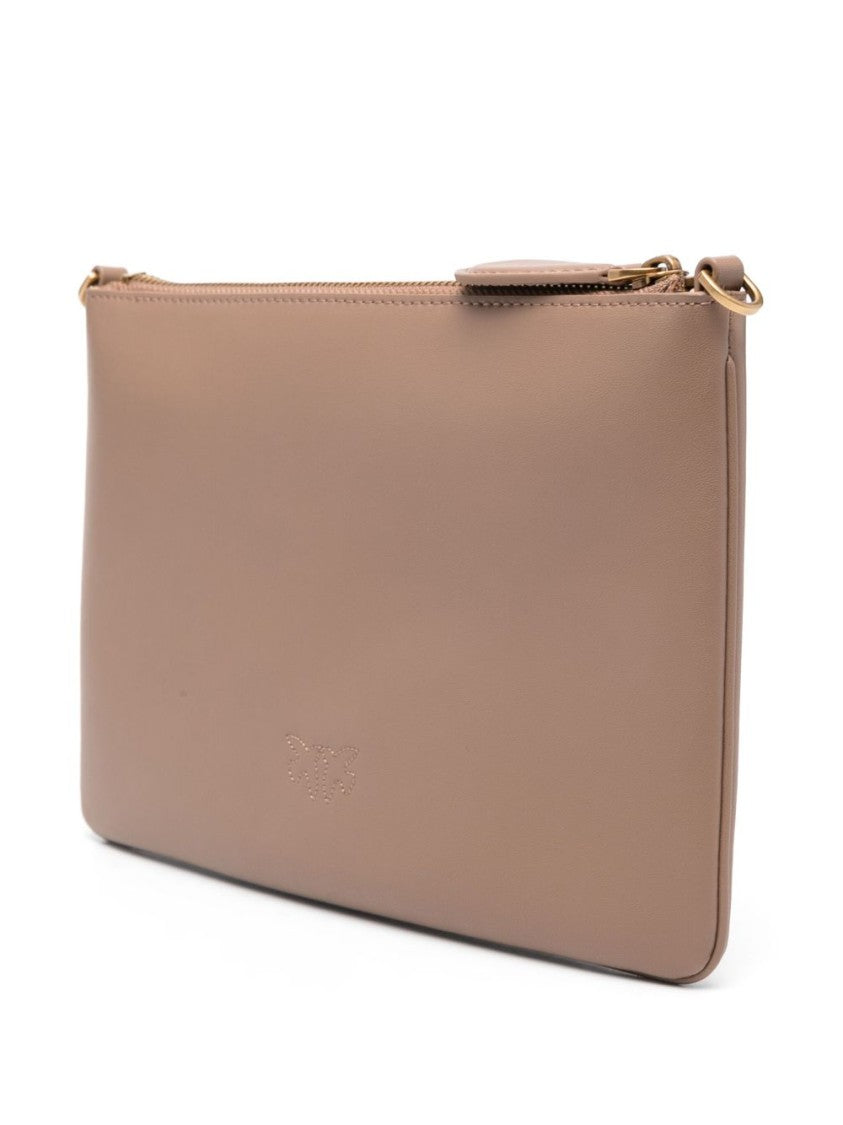 Pinko Rectangular Calf Leather Clutch With Gold Hardware