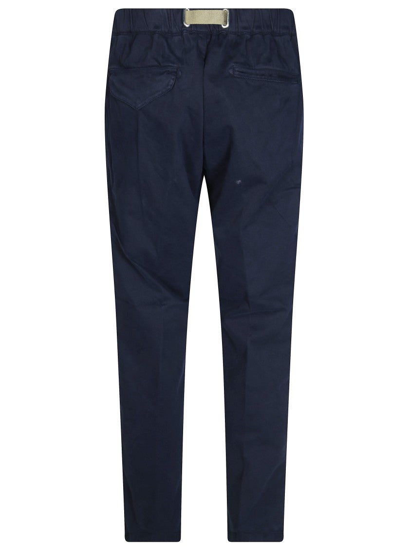 White Sand Tailored Blue Gabardine Belted Formal Pants