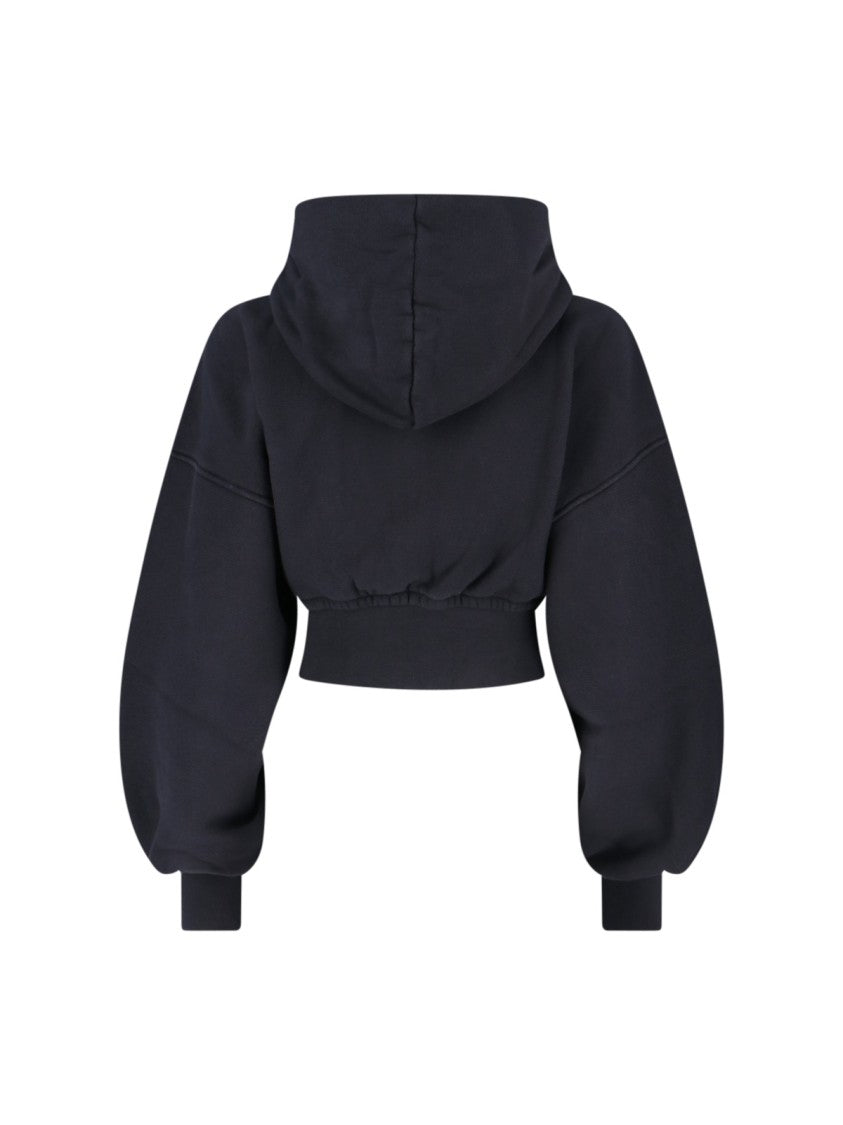 Alexander Wang Cropped Zip Hoodie – Black