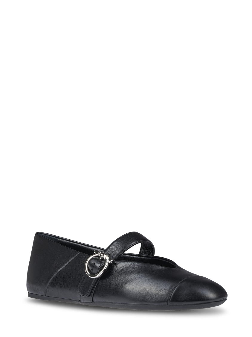 Ferragamo Rounded Toe Flat Shoes With Delicate Instep Strap