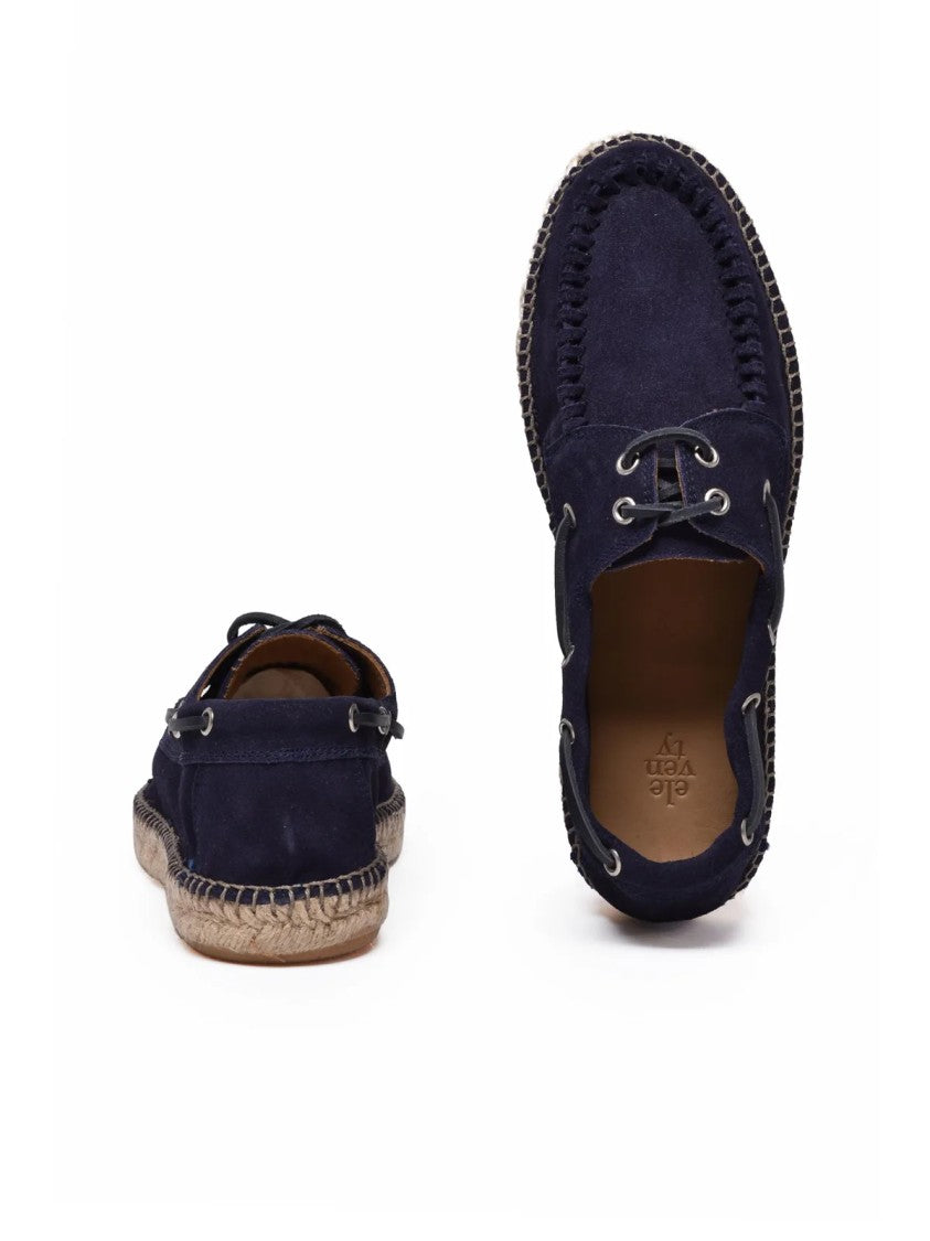 Eleventy Blue Leather Rubber Espadrillas