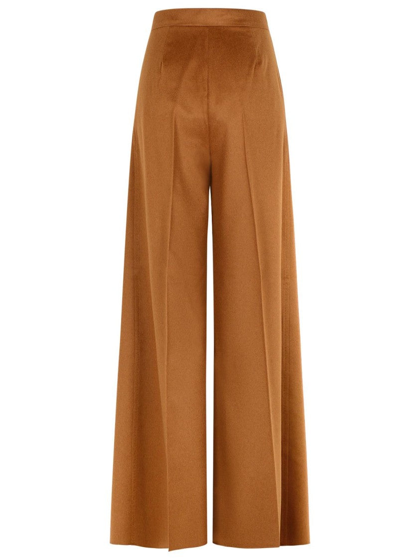 Max Mara 'Borneo 1234' Wide Camel Leather Pants