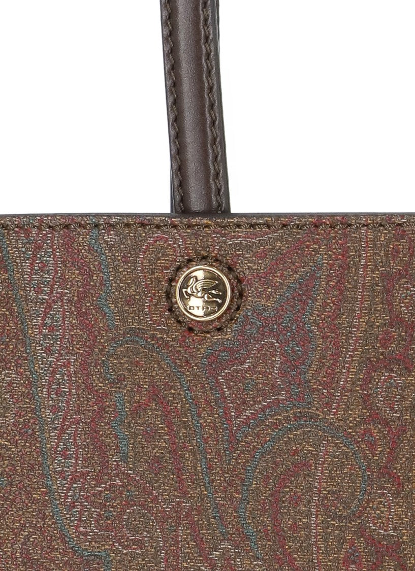Etro Rectangular Cotton Shopping Bag With Contrasting Paisley Pattern