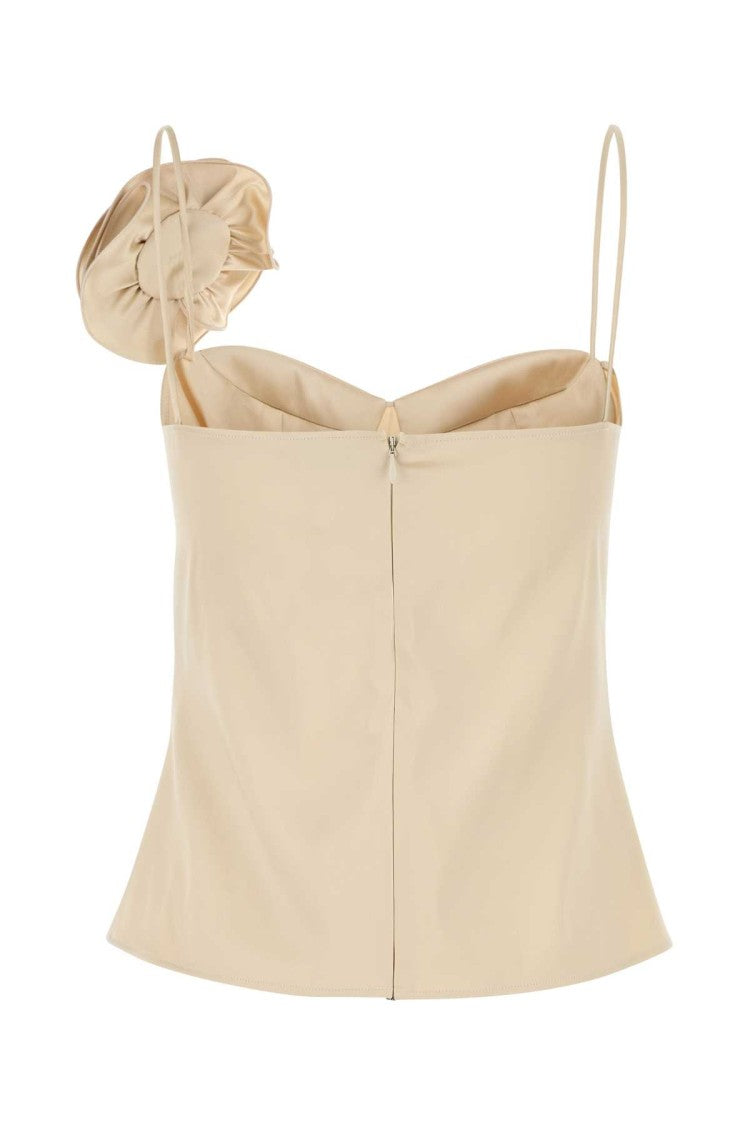 Magda Butrym Beige Stretch Satin Top
