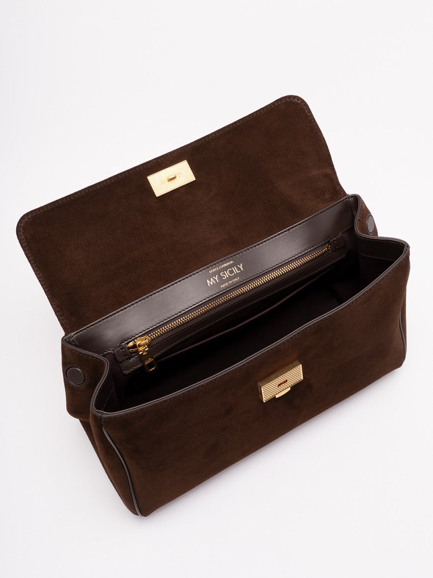 Dolce & Gabbana Structured Calf Leather Handbag With Detachable Strap