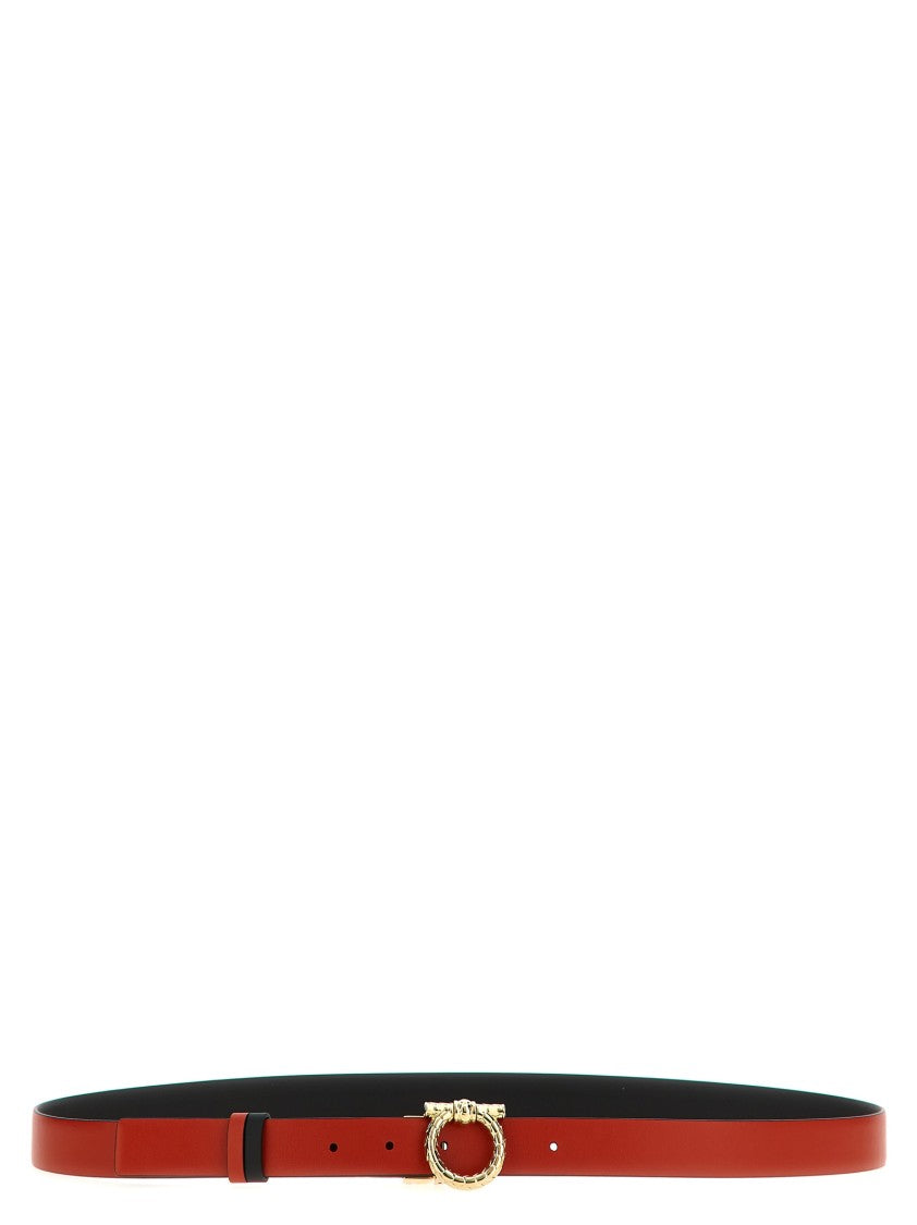 Ferragamo Reversible Red And Black Leather Belt