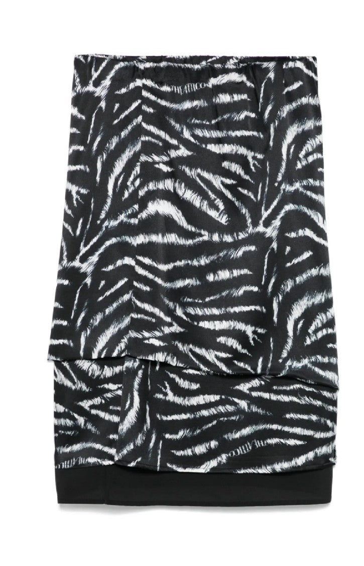 The Attico Zebra-Printed Midi Skirt With Layered Design