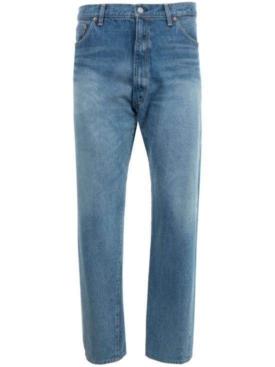 Kaptain Sunshine Classic Straight-Leg Denim Pants With Mid-Blue Wash And Whiskering