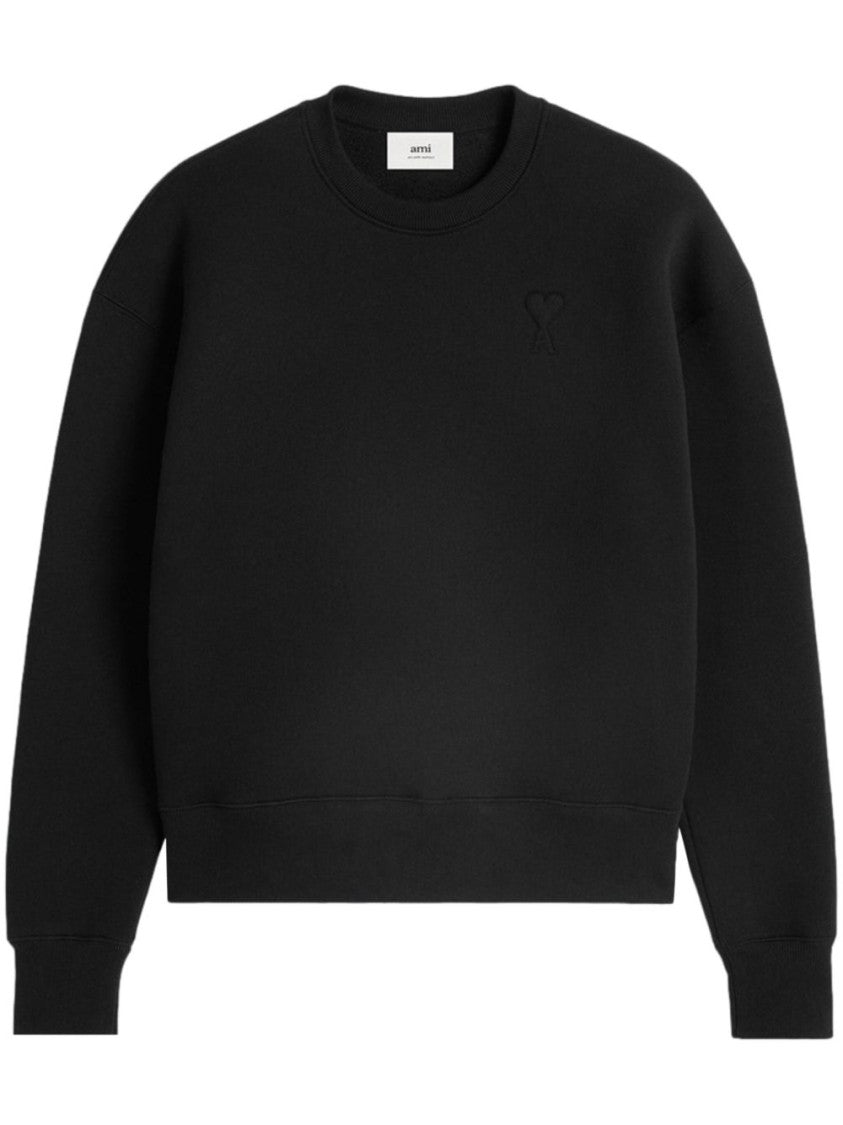 Ami Classic Crew Neck Sweater With Embroidered Heart Logo