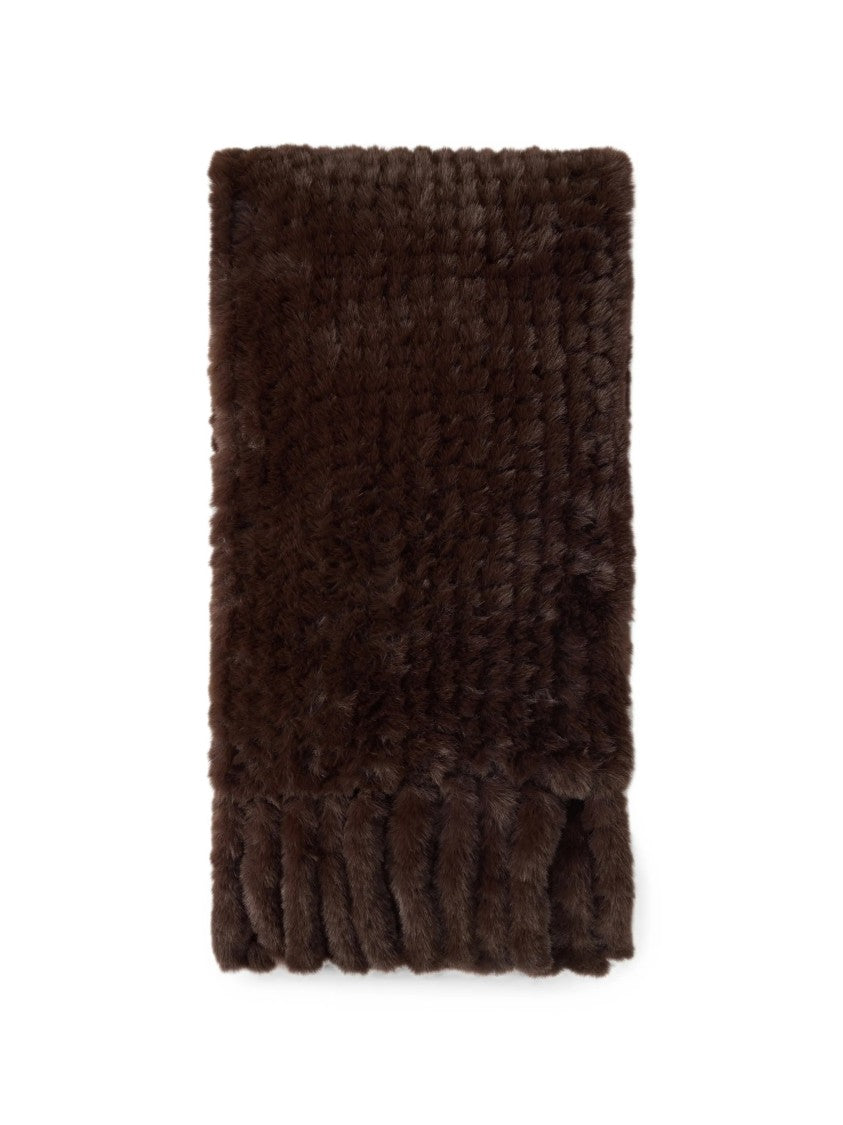 Pinko Ribbed Plush Scarf With Fringed Ends