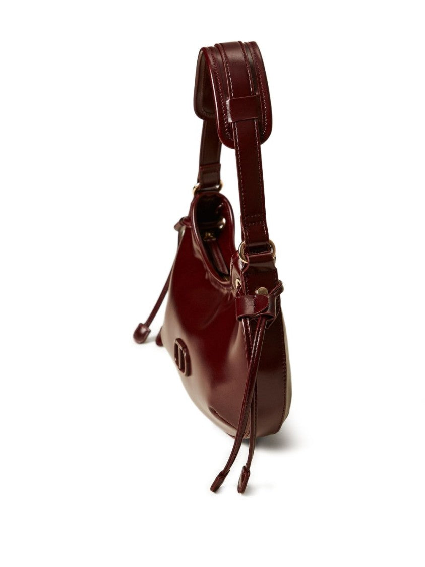Twin-Set Curved Silhouette Burgundy Drawstring Bag