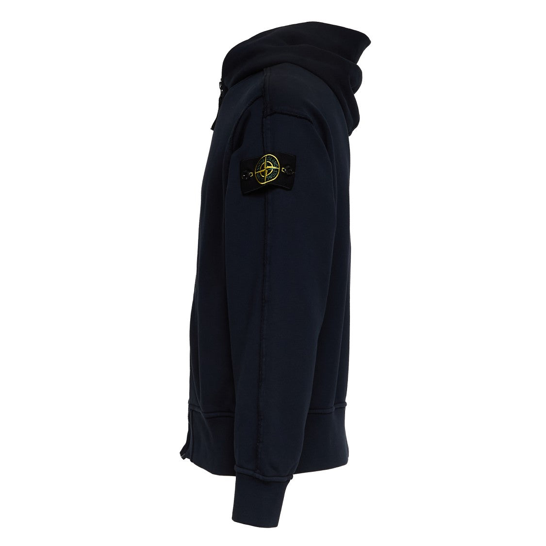 Stone Island Deconstructed Detail Zipped Cotton Regular Hoodie