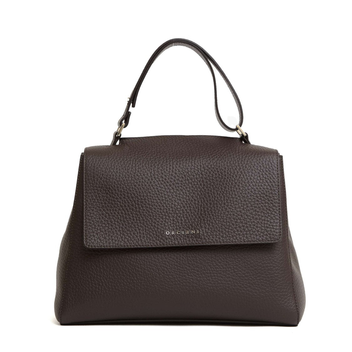 Orciani Textured Leather Handbag With Magnetic Flap Closure