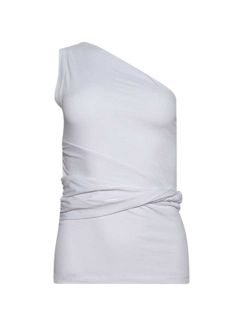 Patou One Shoulder Knit Top White