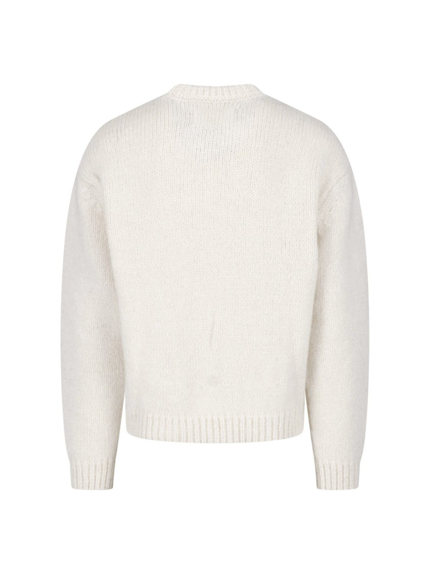Erl Intarsia Detail White Alpaca Blend Sweater