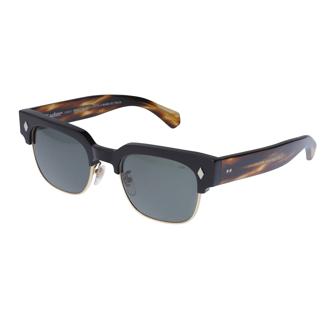 Kador Tobako Cm Bold Square-Frame Tortoiseshell Sunglasses With Metallic Accents