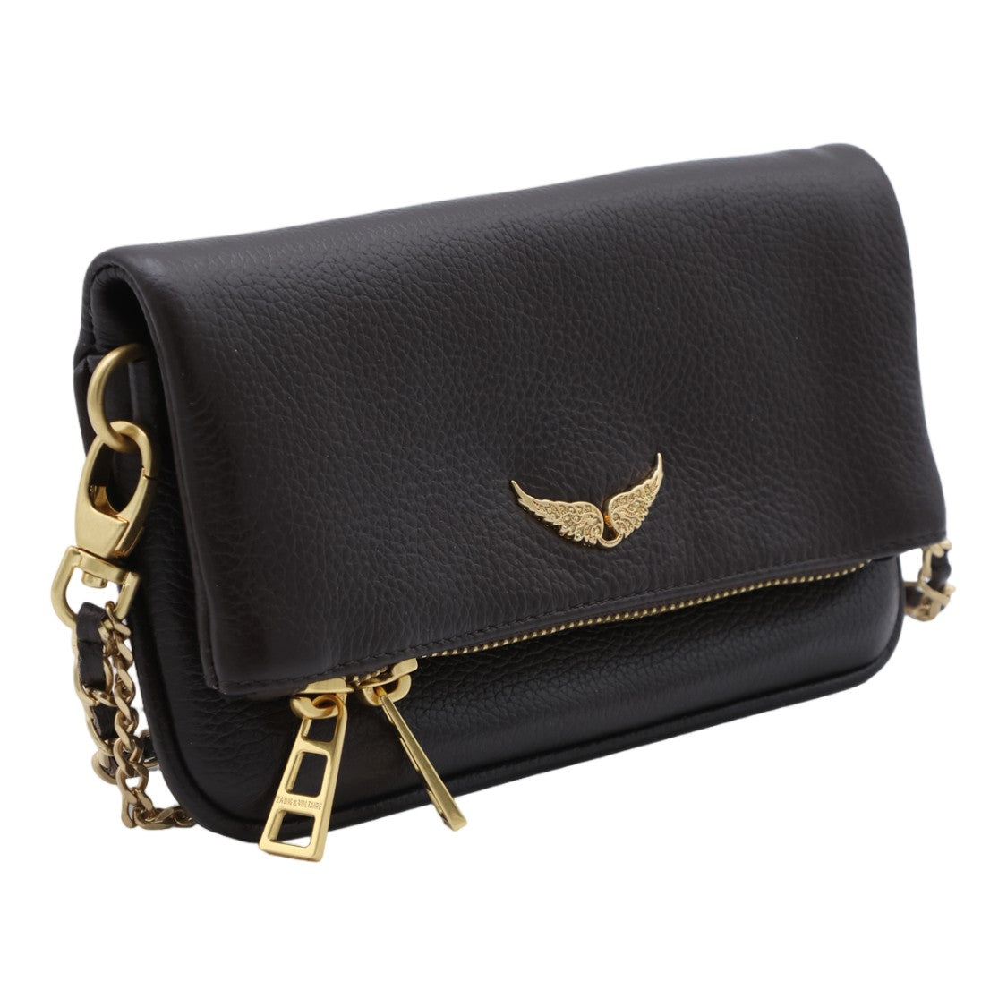 Zadig & Voltaire Rectangular Textured Handbag With Fold-Over Flap