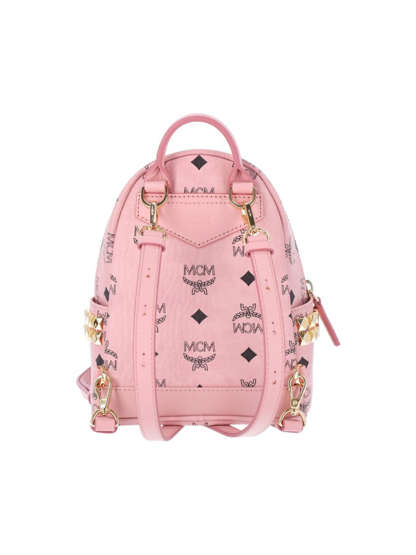 Mcm Pink Stark Visetos Monogram Backpack