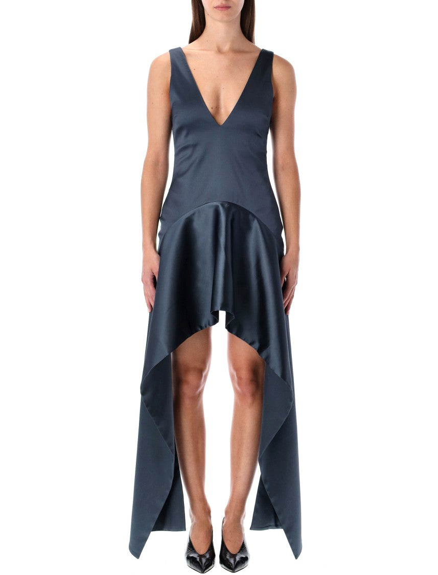 J. W. Anderson Steel Blue V-Neck Draped Mini Dress