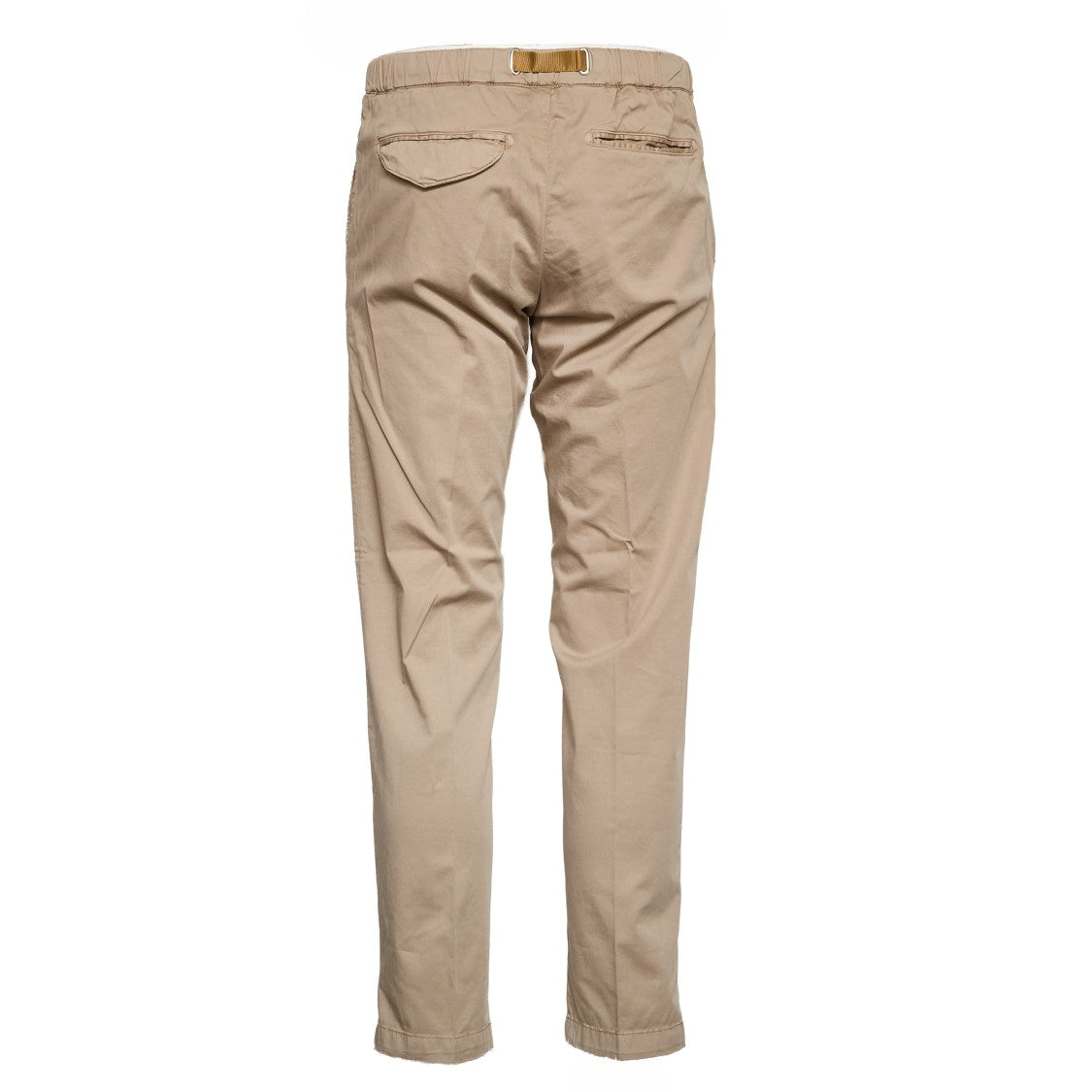 White Sand Satin Cotton Drawstring Straight Leg Pants
