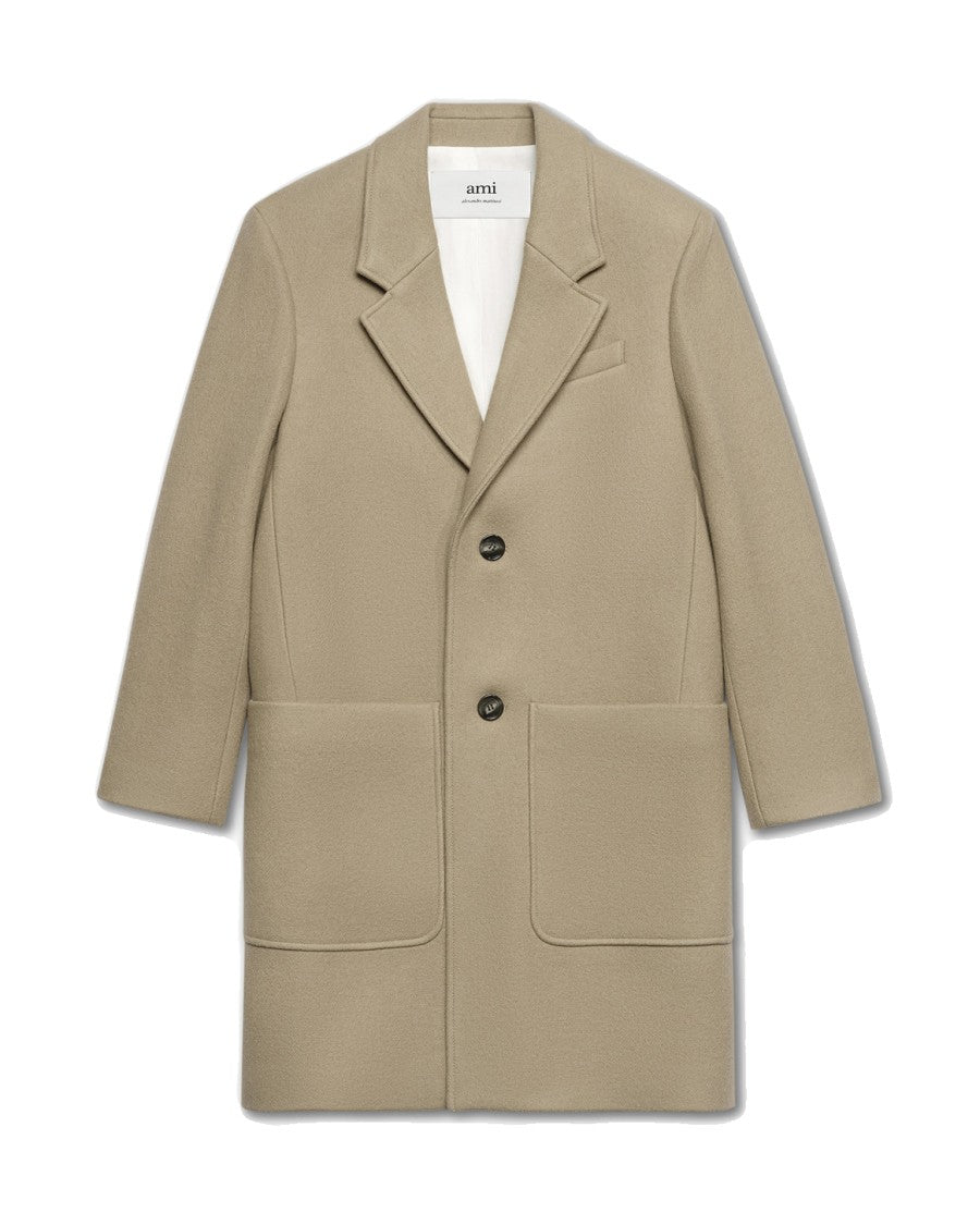 Ami Tailored Two-Button Coat In Water-Repellent Virgin Wool