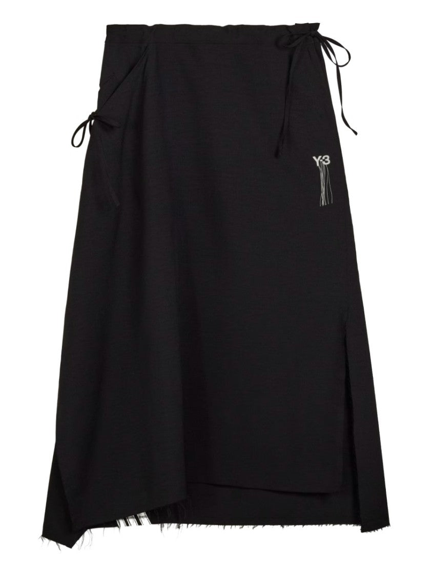 Y-3 Uniform Raw Asymmetrical Hem Wrap Mini Skirt