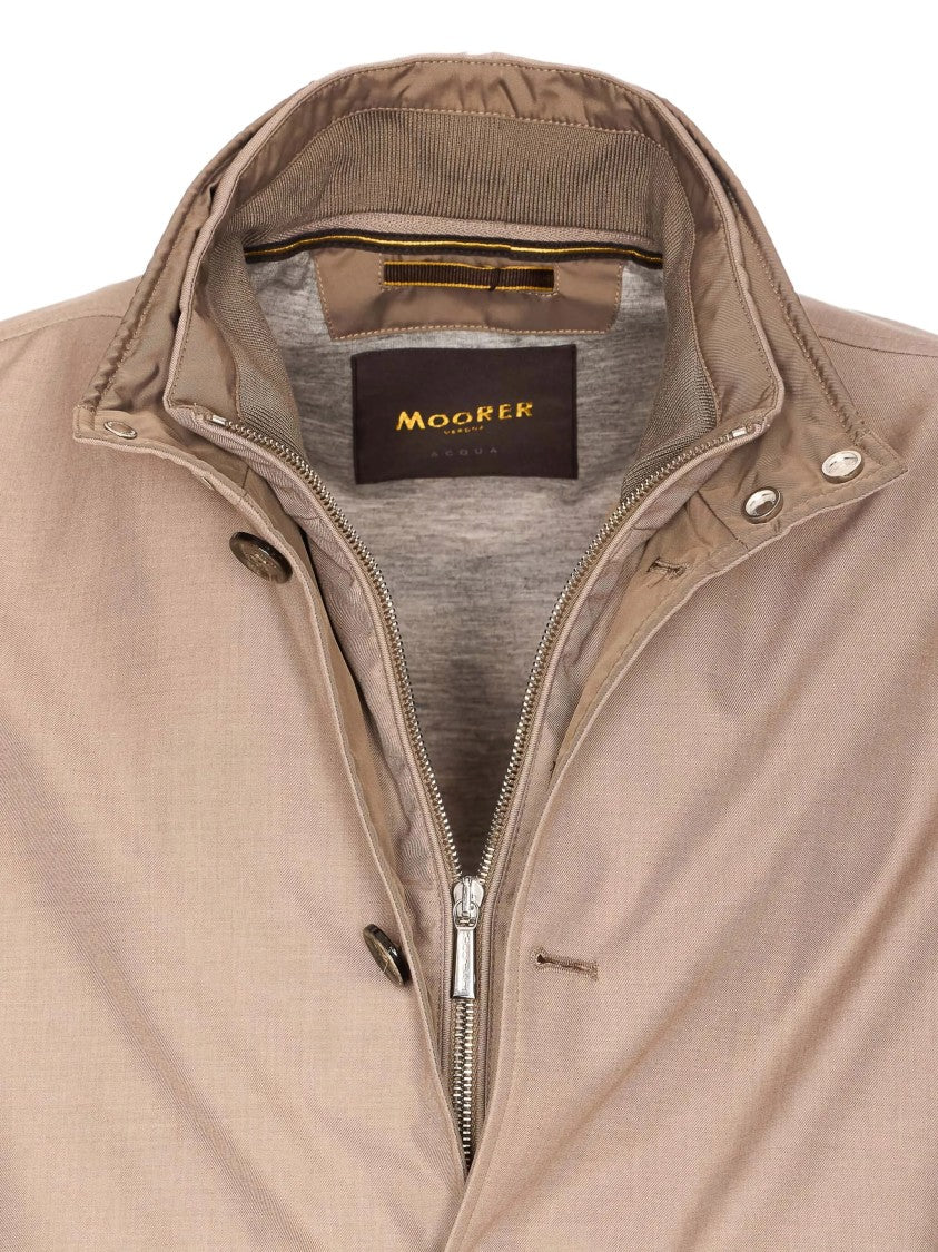 Moorer Neutral Structured Casual Jacket With High Collar