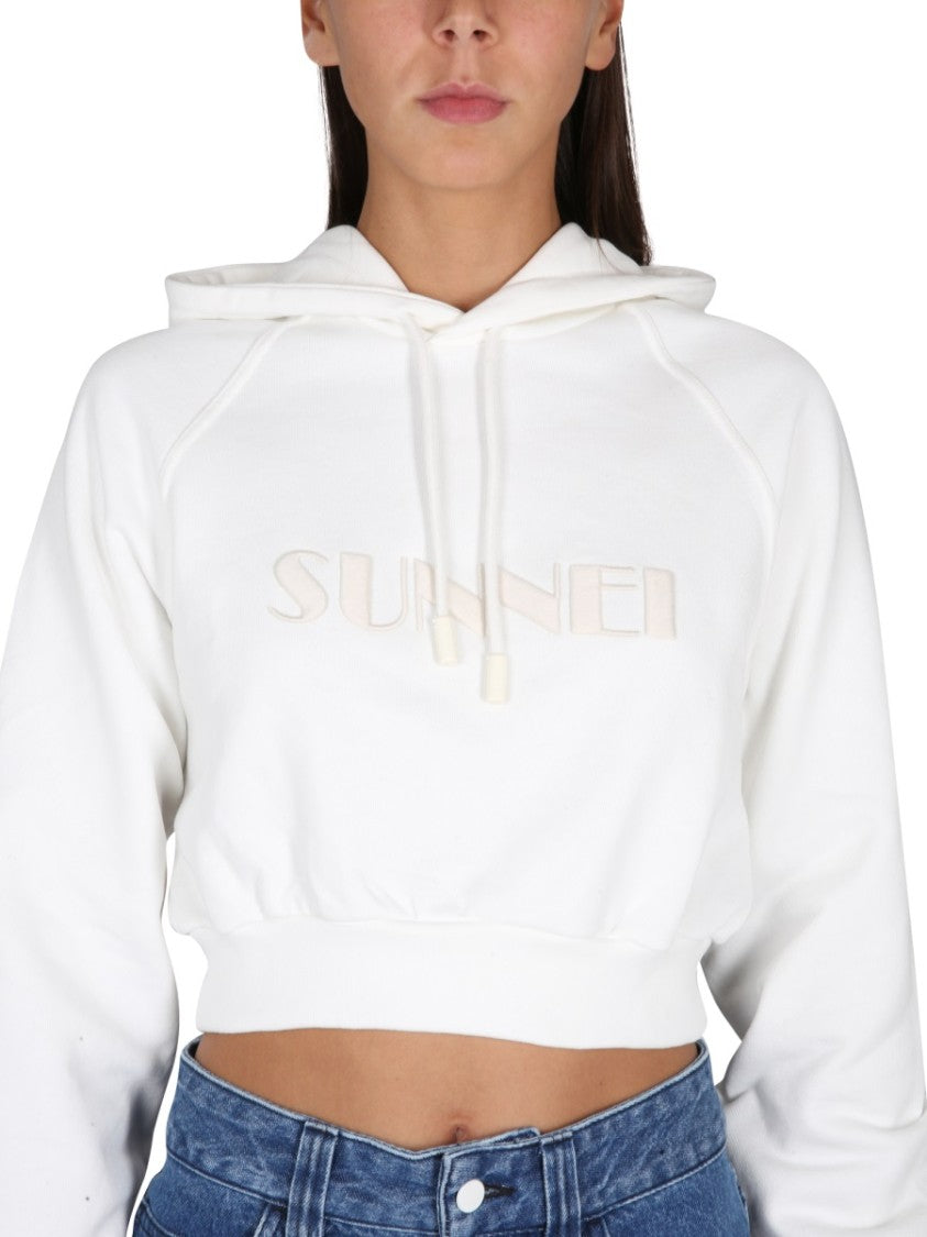 Sunnei Cropped Hoodie With Drawstring
