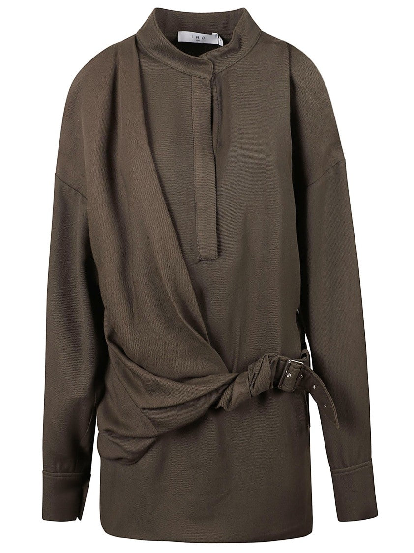 Iro Long-Sleeved Top With High Collar And Wrap Detail