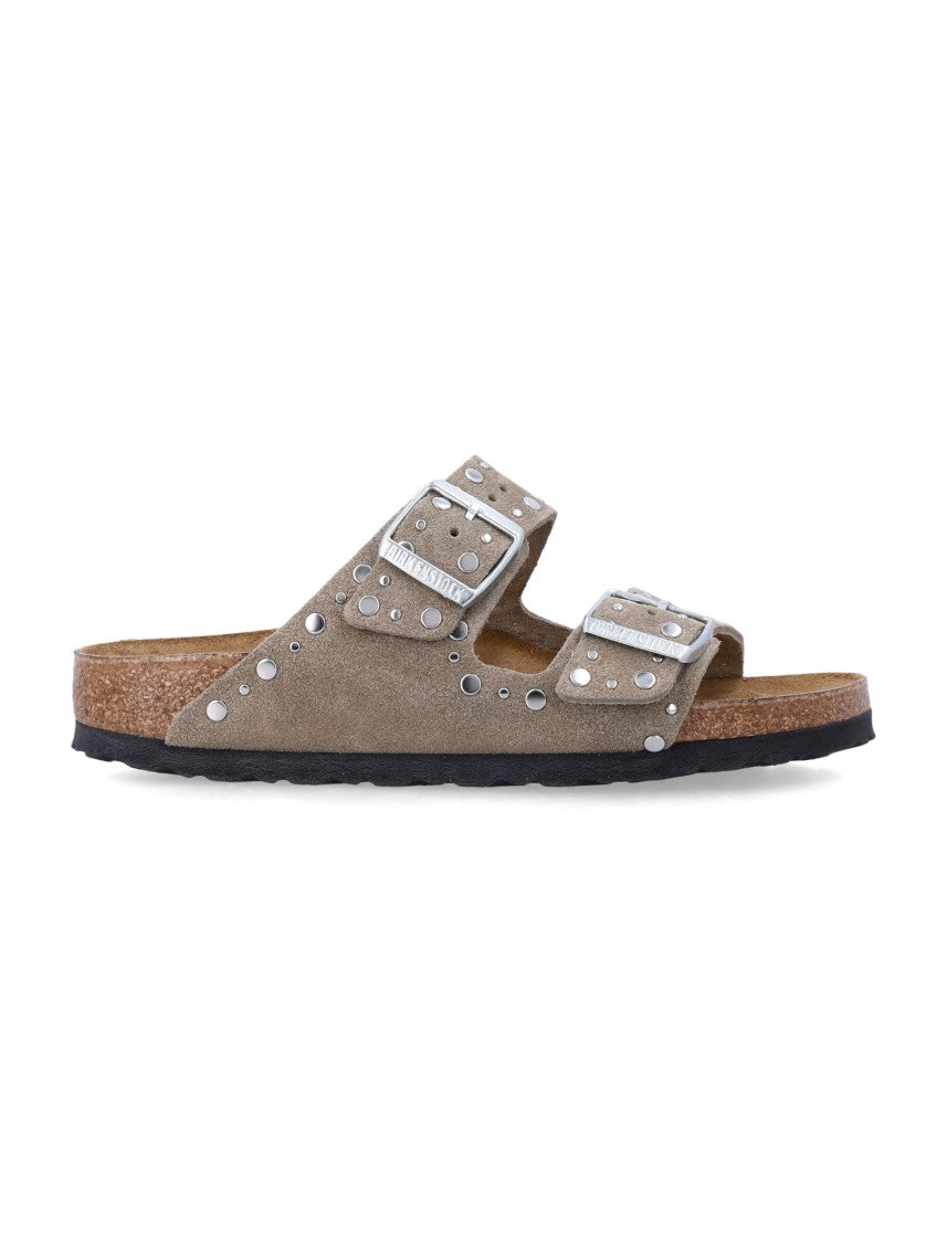 Birkenstock Arizona Rivet Taupe Suede Leather Sandals