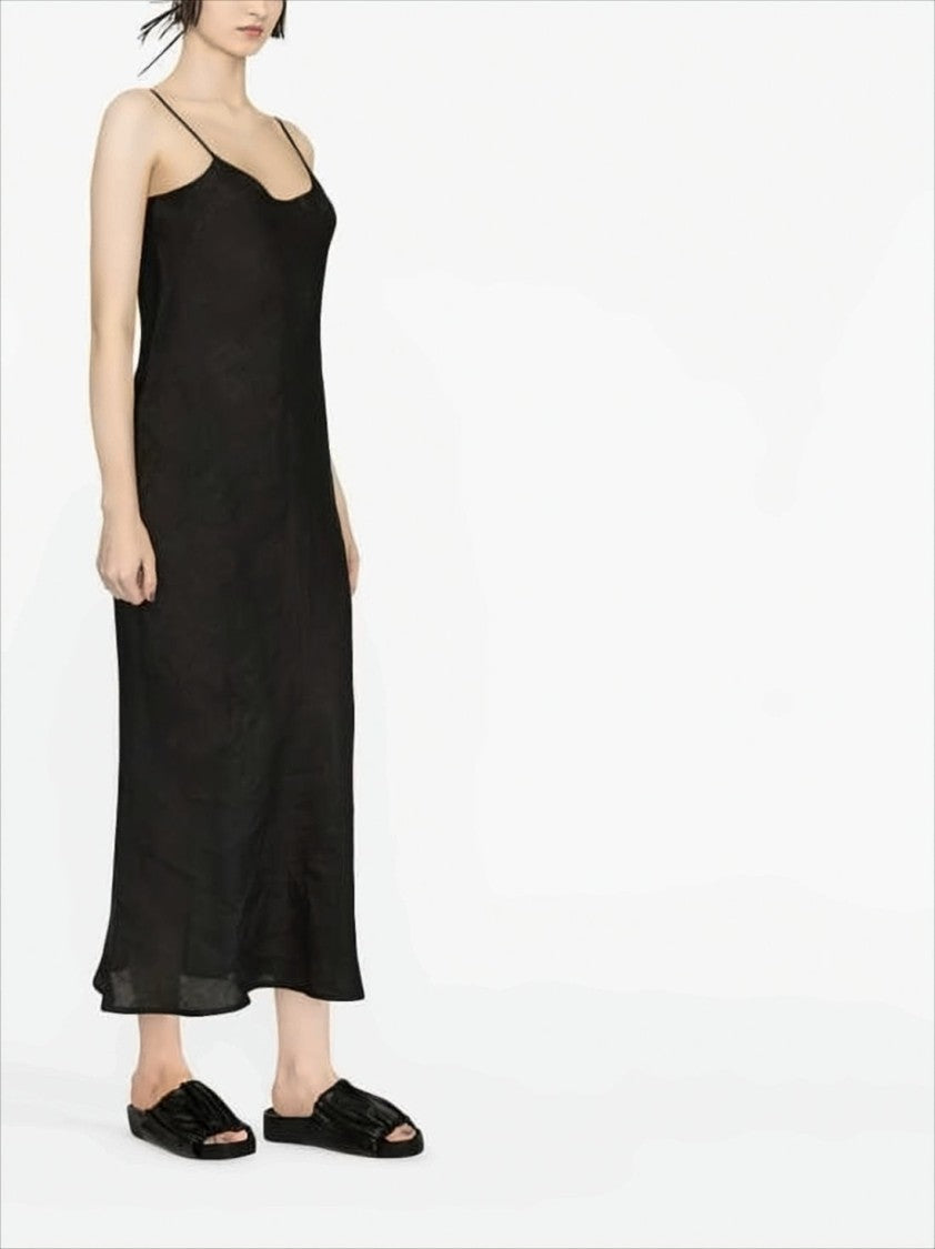 Baserange Long Linen Dress With Spaghetti Straps