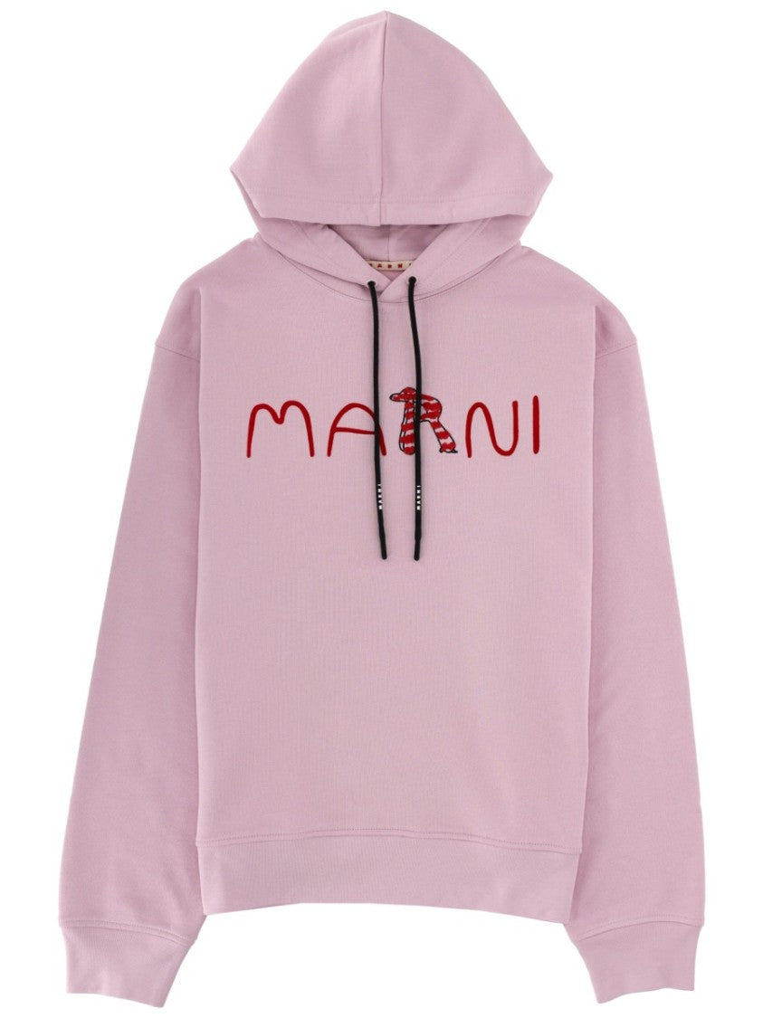 Marni Relaxed Fit Chest Logo Hoodie