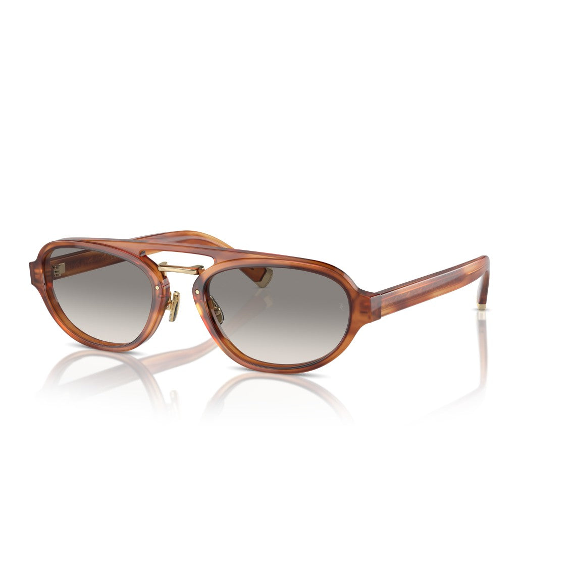 Brunello Cucinelli 0Bc4008s Translucent Amber Oval Sunglasses With Gold Accents