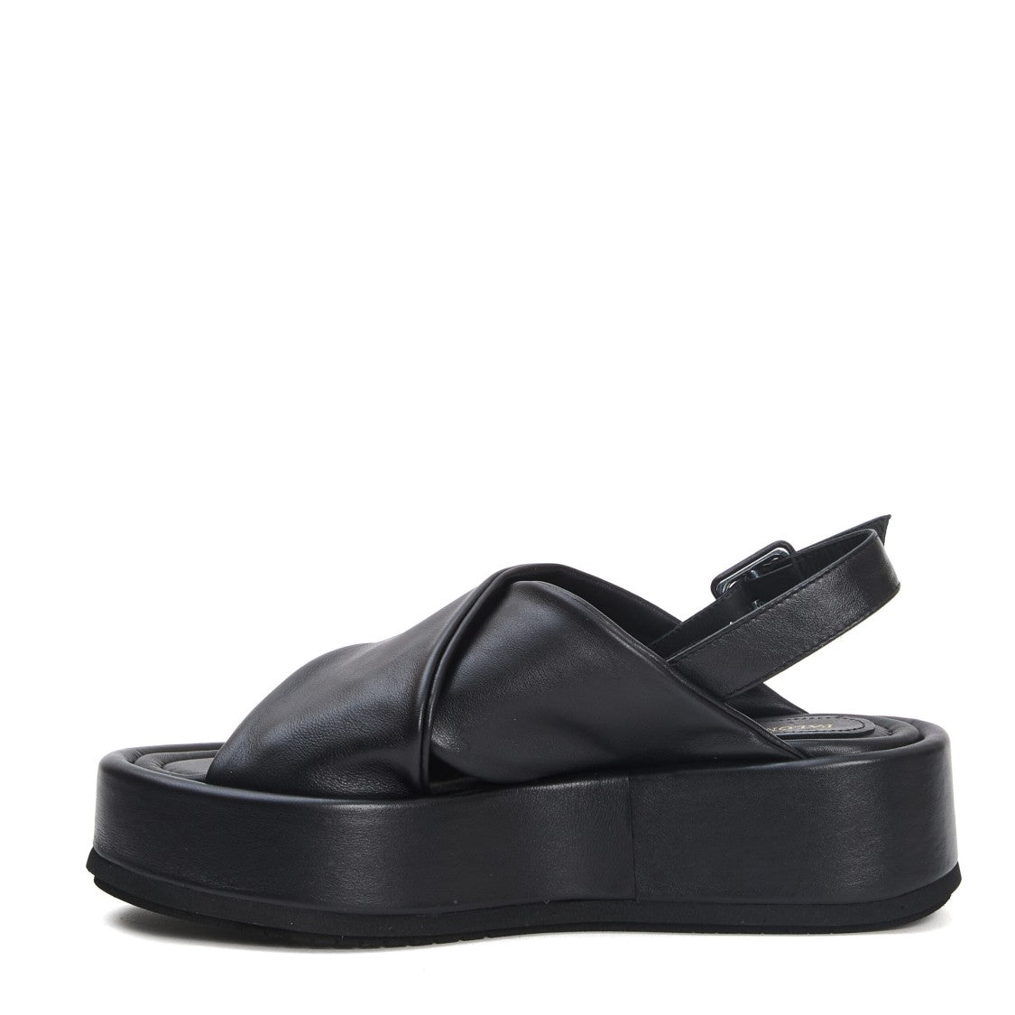 Paloma Barceló Black Leather Crossover Wedge