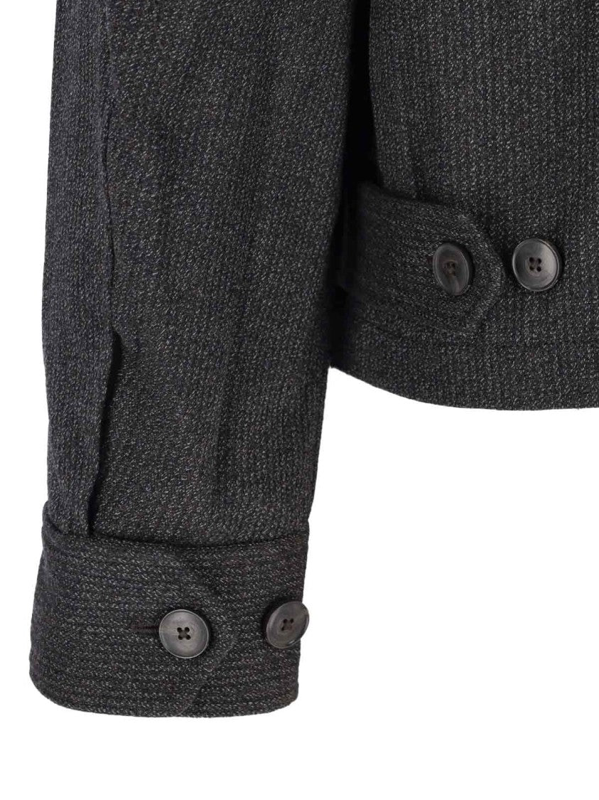 Mfpen Structured Brown Jacket With Front Zipper